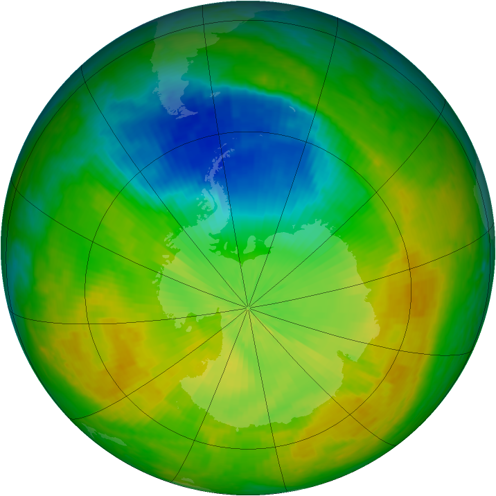 Antarctic ozone map for 04 November 2002